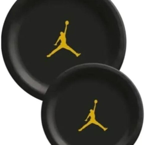 Custom Basketball Decorative Birthday Party Plates, Black with Gold Design - Picture 3 of 5